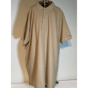 Field Stream Mens 2XLT Tan Khaki 100% Cotton Short Sleeve Pique Polo Shirt
